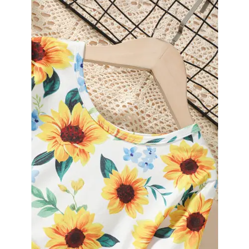 Sunflower Print Dress for Kids