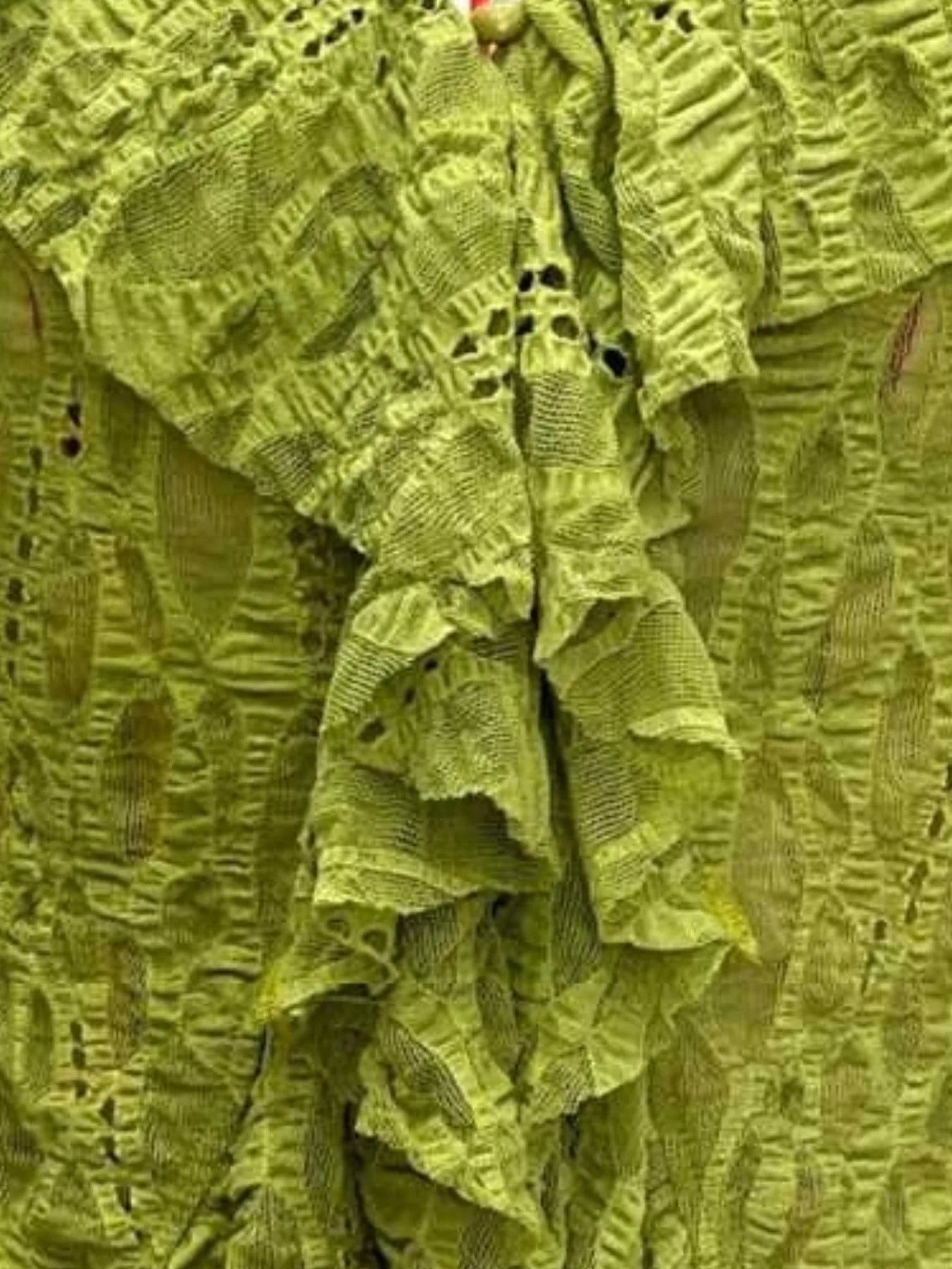 Lace Ruffled Stretch Lime Blouse