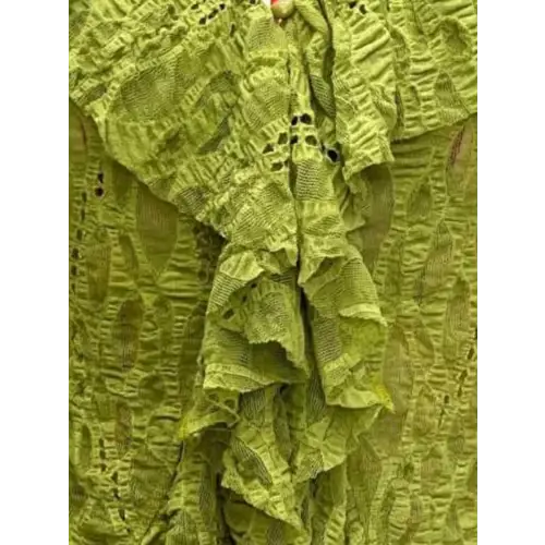 Lace Ruffled Stretch Lime Blouse