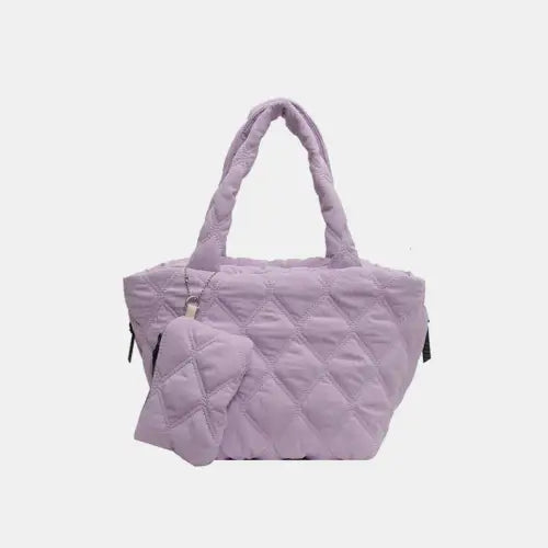 Lavender Quilted Tote Bag Pink Purple One Size