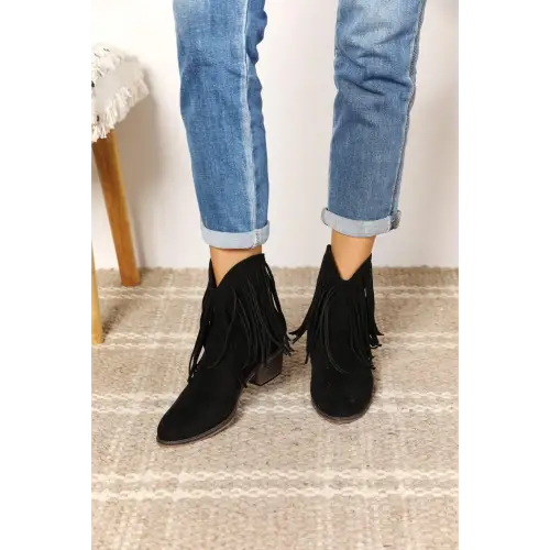 Fringe Cowboy Ankle Boots