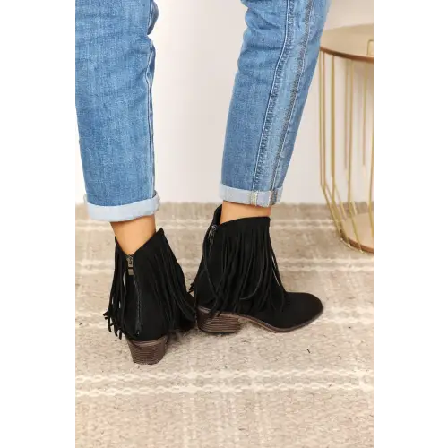 Fringe Cowboy Ankle Boots