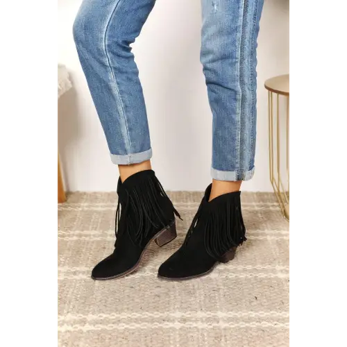 Fringe Cowboy Ankle Boots