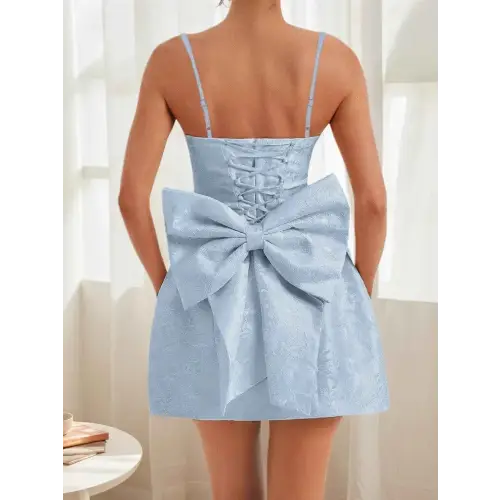 Elegant Bow Lace-Up Dress