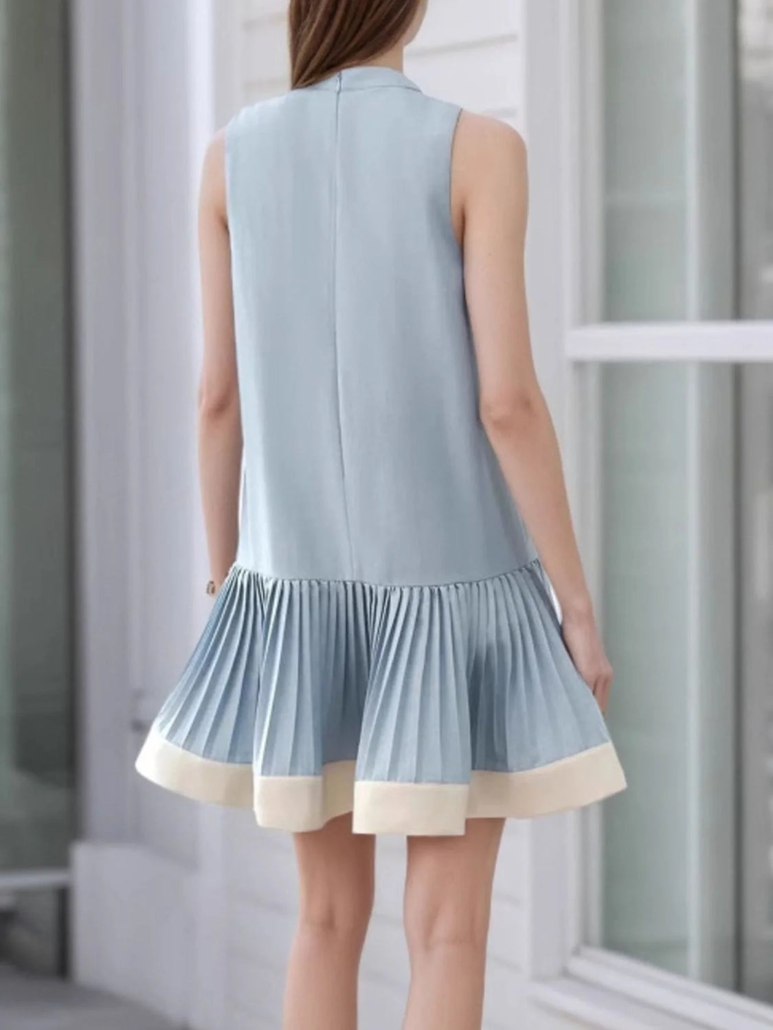 Light Blue Pleated Dress