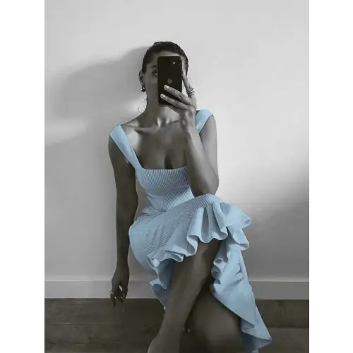 Ruffled Comfort Blend Fabric Dress