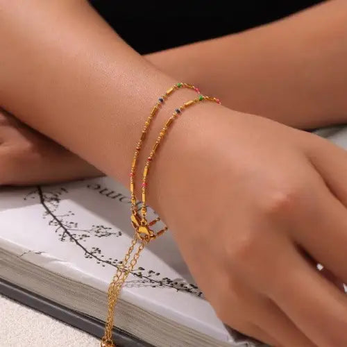 Gold Anklet Round Bead Design