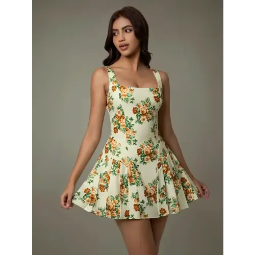 Pleated Versatile Dress Pastel Yellow