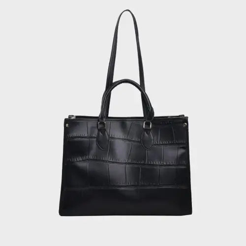 Luxe Crocodile Leather Tote Bag Black One Size