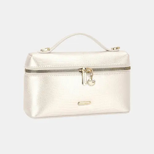Luxe Texture Leather Handbag White One Size