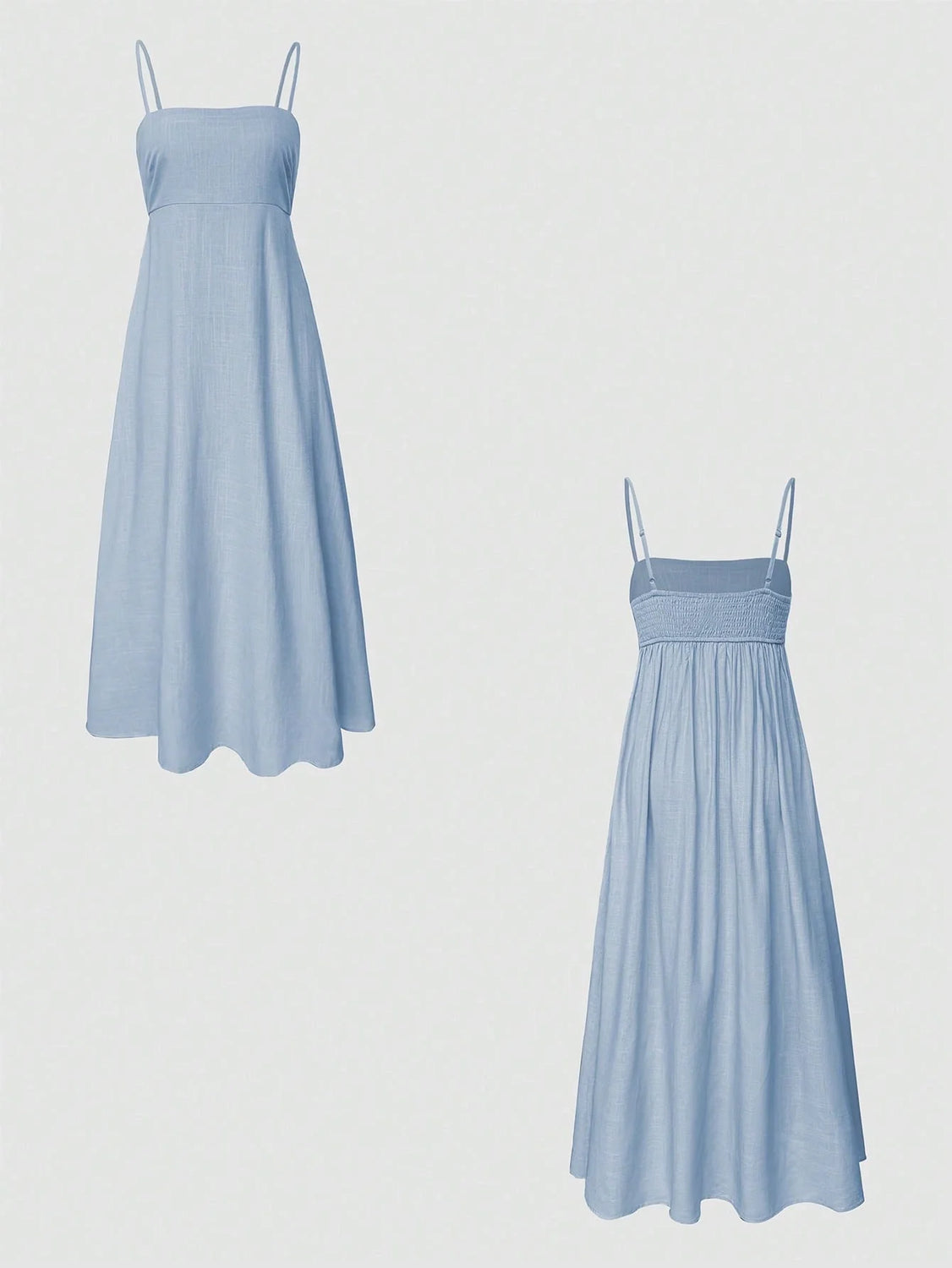 Luxe Light Blue Viscose Linen Blend Dress