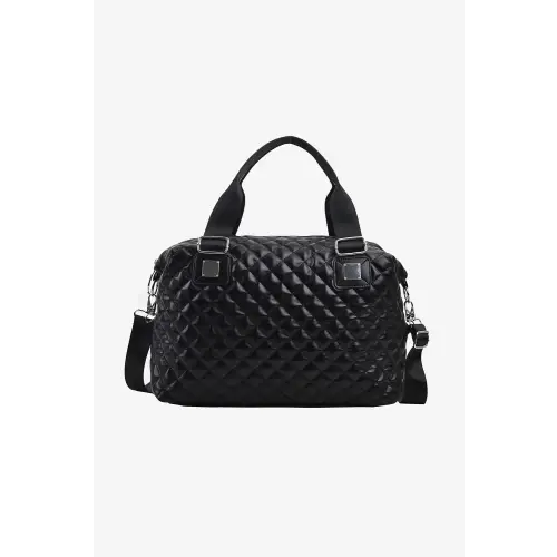 Luxurious Black Quilted Leather Handbag Black One Size