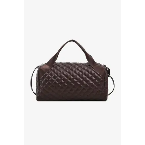 Luxurious Large PU Leather Handbag Mocha One Size