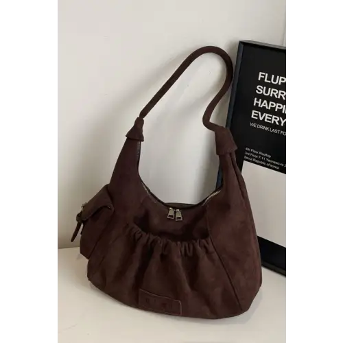 Ruched Suede Handbag
