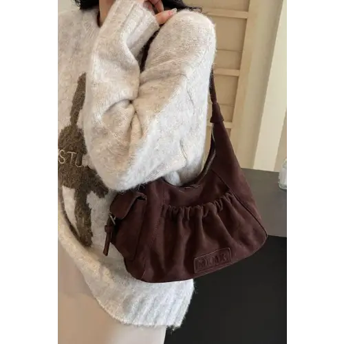 Ruched Suede Handbag
