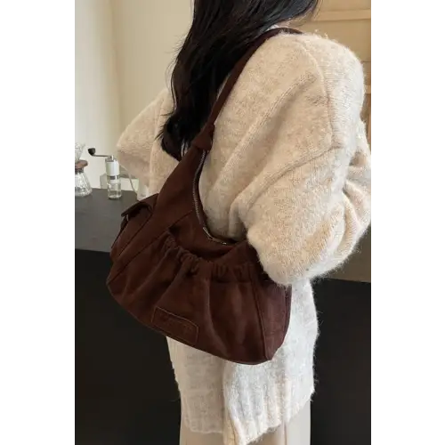Ruched Suede Handbag
