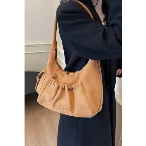 Ruched Suede Handbag