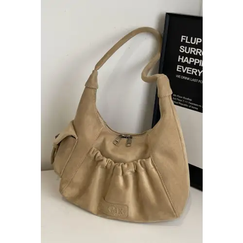 Ruched Suede Handbag