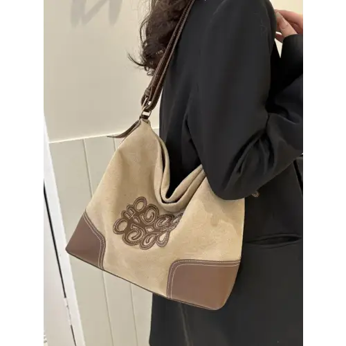 Luxurious Suede Patch Adjustable Strap Tote bag for Stylish Outings