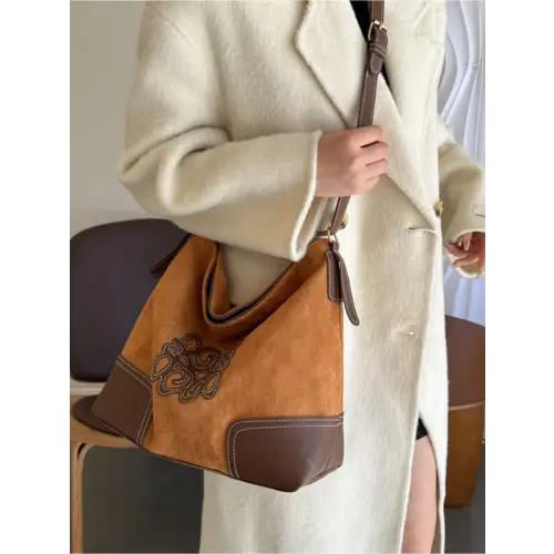 Luxurious Suede Patch Adjustable Strap Tote bag for Stylish Outings
