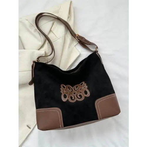 Luxurious Suede Patch Adjustable Strap Tote bag for Stylish Outings