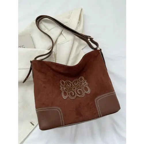Luxurious Suede Patch Adjustable Strap Tote bag for Stylish Outings