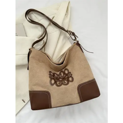 Luxurious Suede Patch Adjustable Strap Tote bag for Stylish Outings