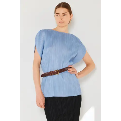 Pleated Oversized Dolman Blouse Periwinkle One Size