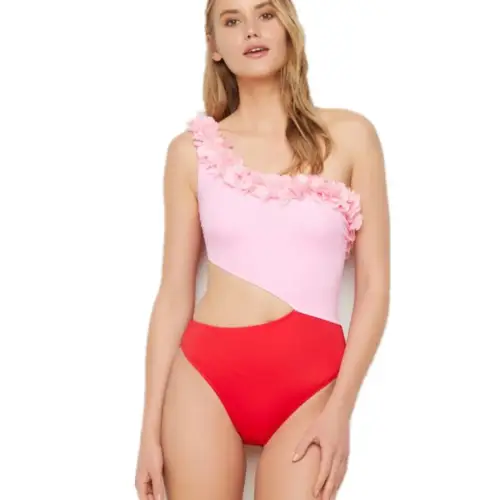 Matching Family Swimwear with Shoulder Contrast for Women and Children