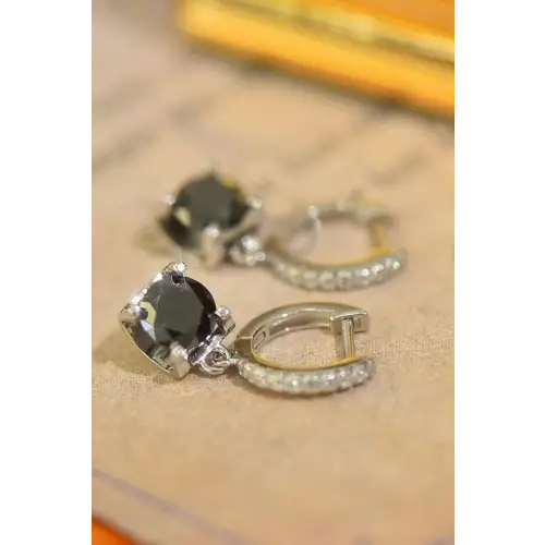 Dazzling Black Moissanite Sterling Silver Drop Earrings