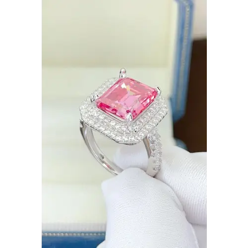 Announcing New Arrival Moissanite Sterling Silver Ring Hot Pink