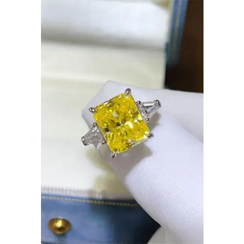 Moissanite 925 Sterling Silver Ring Approved Quality Canary Yellow