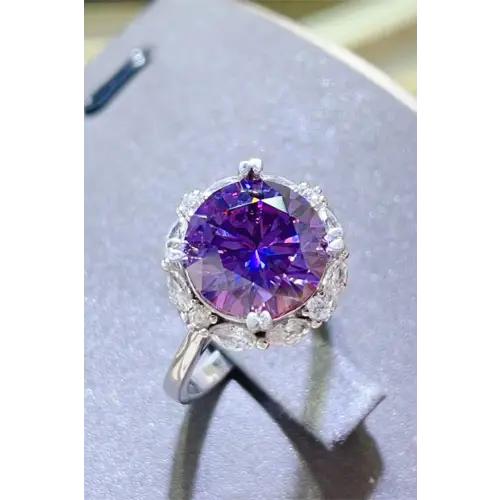 Moissanite Sterling Silver Ring Authentic Brand Violet