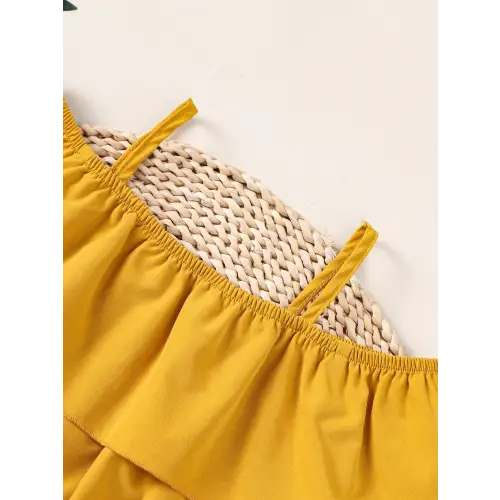 Ruffled Spaghetti Strap Two Piece Outfit for Babies and Toddlers
