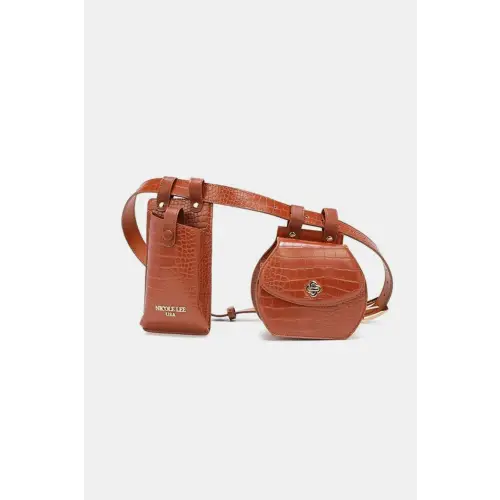 USA Texture Belt Bag Set Brown One Size
