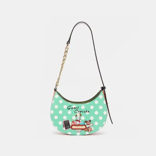 Vegan Leather Polka Dot Shoulder Bag Cupcake Dog One Size