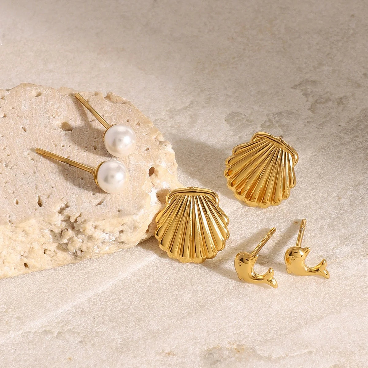 Ocean Dolphin Pearl Earrings