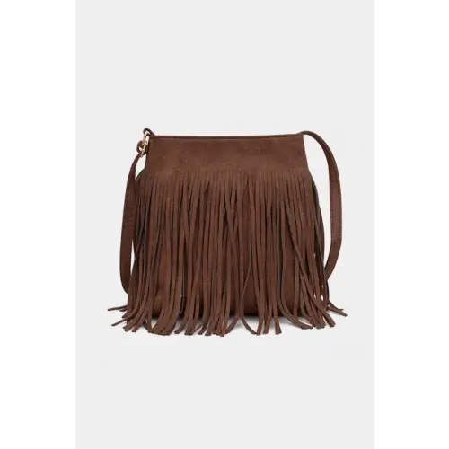 Original Suede Fringe Shoulder Bag Brown One Size