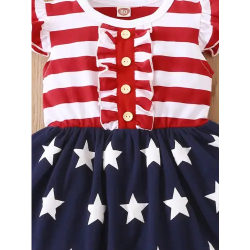 Patriotic Ruffled Baby Dress for Fourth of July Celebrations