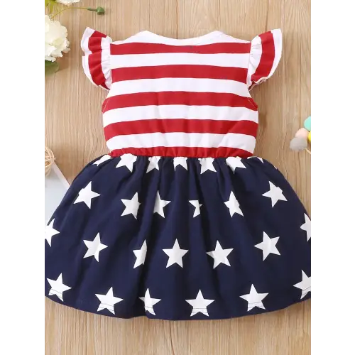Patriotic Ruffled Baby Dress for Fourth of July Celebrations