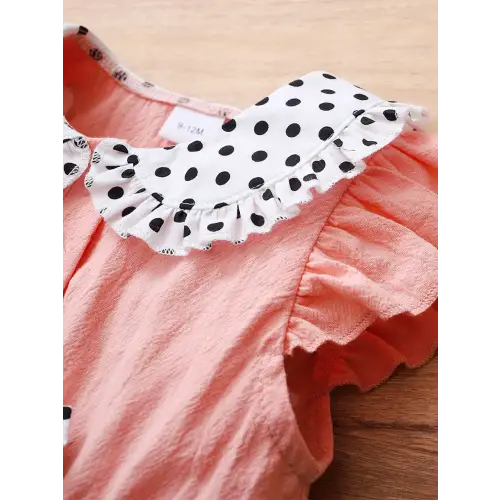Cotton Baby Dress with Bow and Peter Pan Collar Ruffle