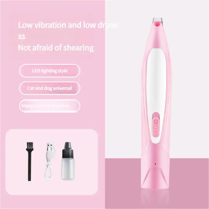 Electric Pet Hair Clipper with Type-C Charging, LED Light, and Grooming Accessories
