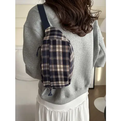 Plaid Adjustable Strap Crossbody Bag