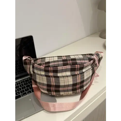 Plaid Adjustable Strap Crossbody Bag