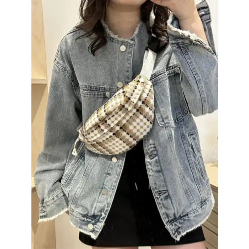 Plaid Wide Strap Crossbody Bag