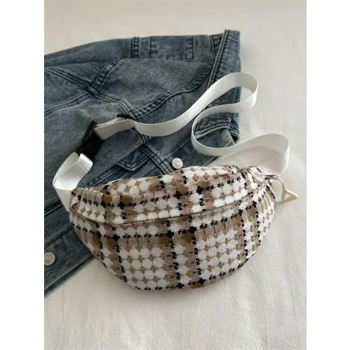 Plaid Wide Strap Crossbody Bag