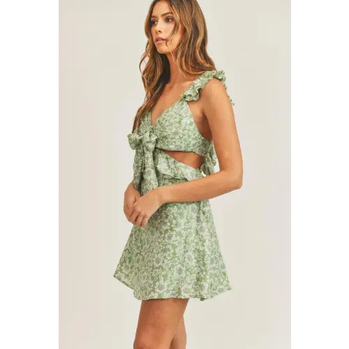 Mable Floral Cutout Ruffled Mini Dress