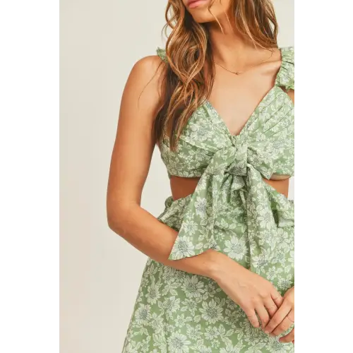 Mable Floral Cutout Ruffled Mini Dress