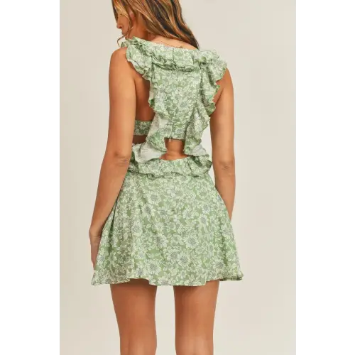 Mable Floral Cutout Ruffled Mini Dress
