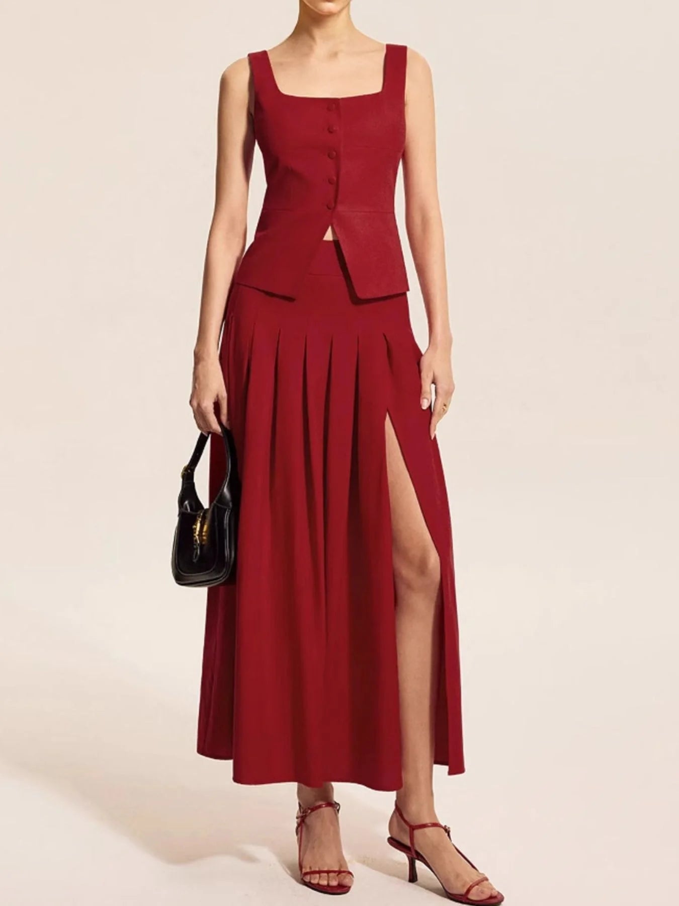 Pleated Burgundy Sylvia Sets